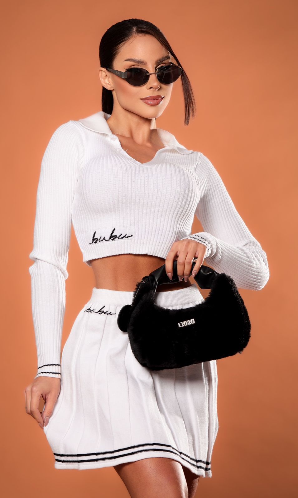 MYBUBU CROPPED POLO COM BOTO MANGA LONGA