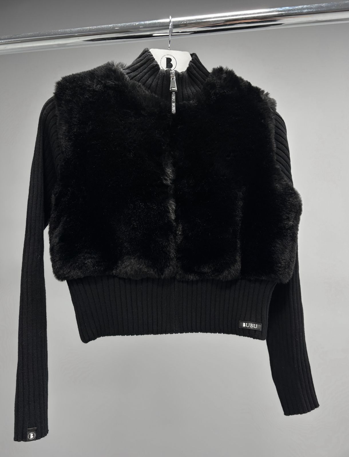 MYBUBU JAQUETA TRICOT COM PELO