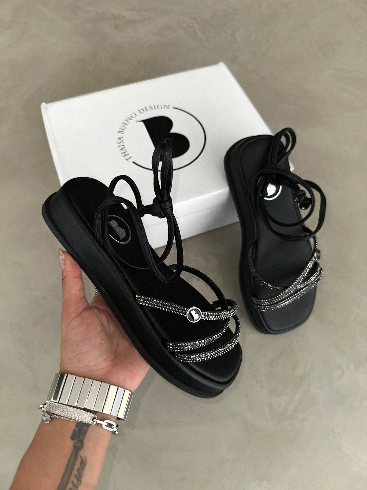 MYBUBU SANDLIA PLATFORM STRASS LOGO B