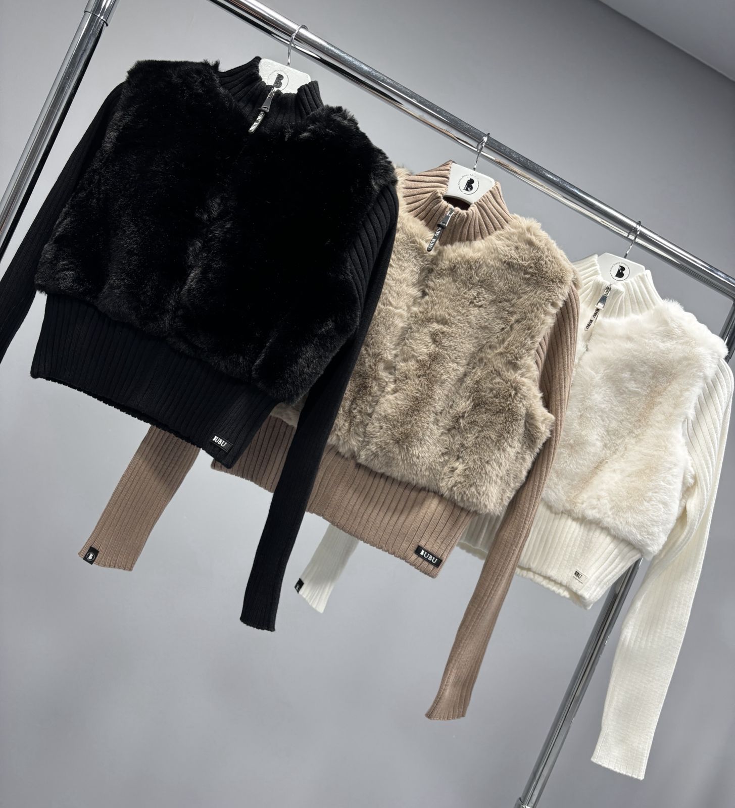 MYBUBU JAQUETA TRICOT COM PELO