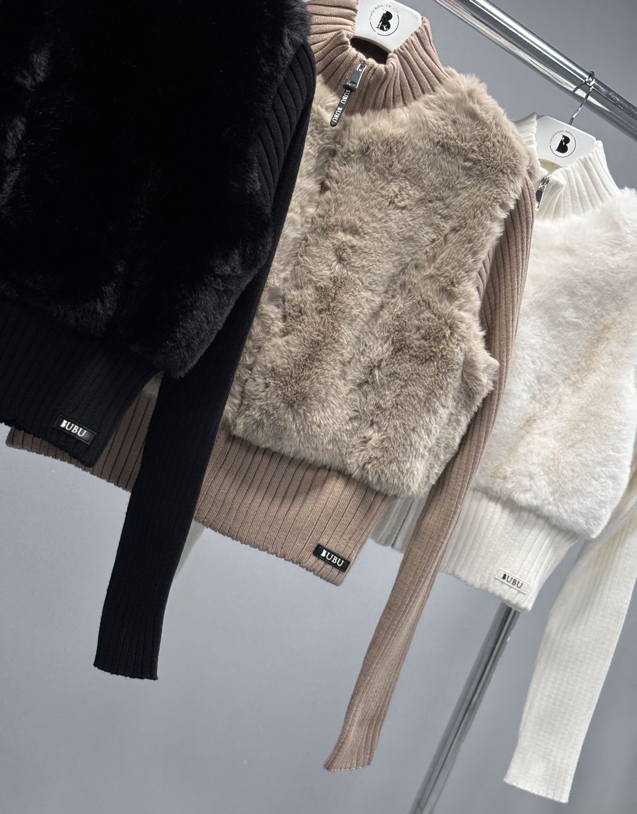 MYBUBU JAQUETA TRICOT COM PELO