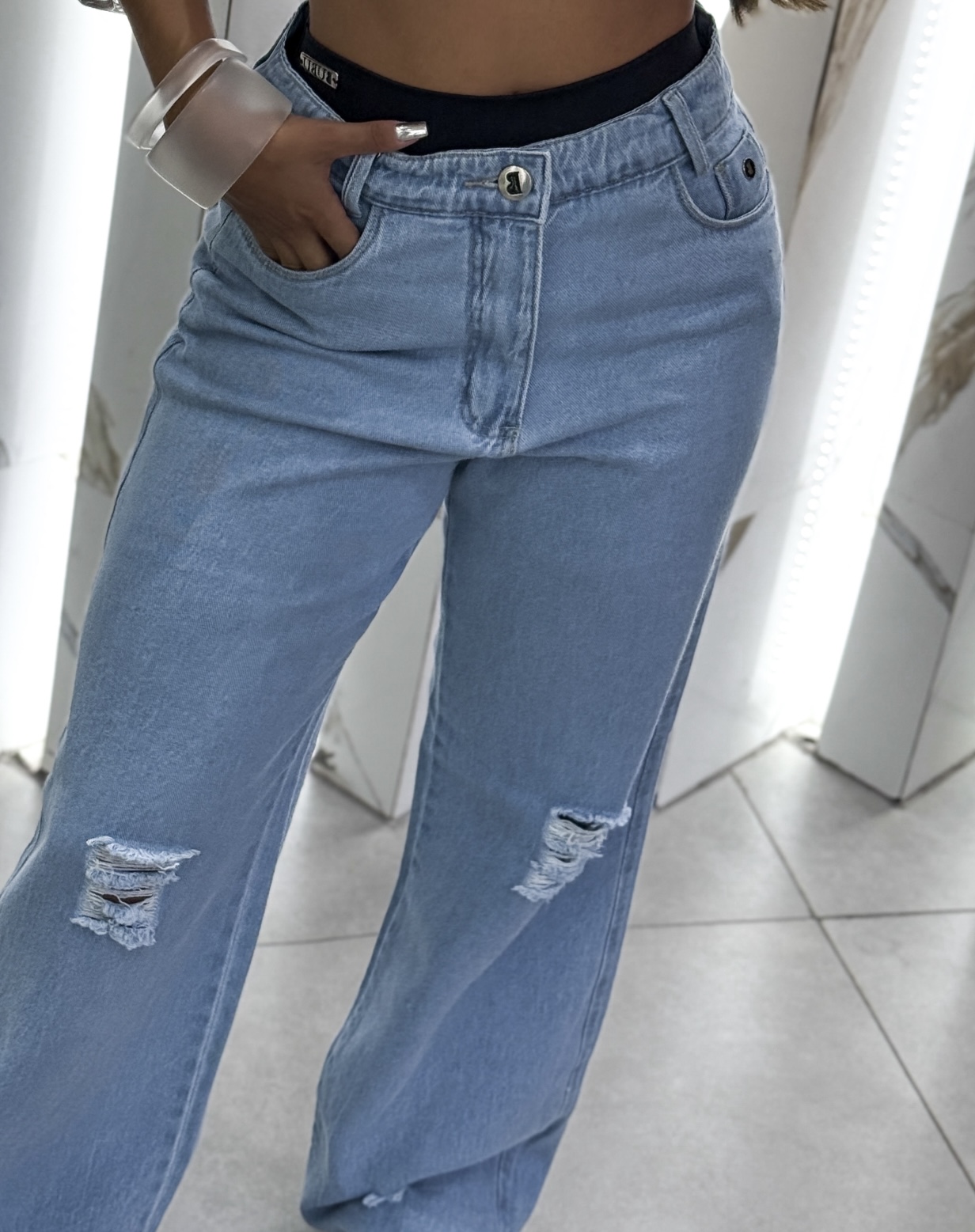 MYBUBU CALA WIDE LEG BOLSO BORDADO